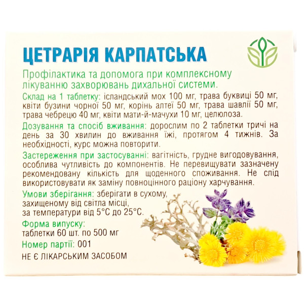 Цетрарія Карпатська Ісландський мох - Підтримка дихальної системи, Рослина Карпат